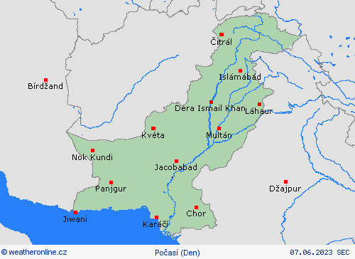 přehled Pákistán Asie Předpovědní mapy
