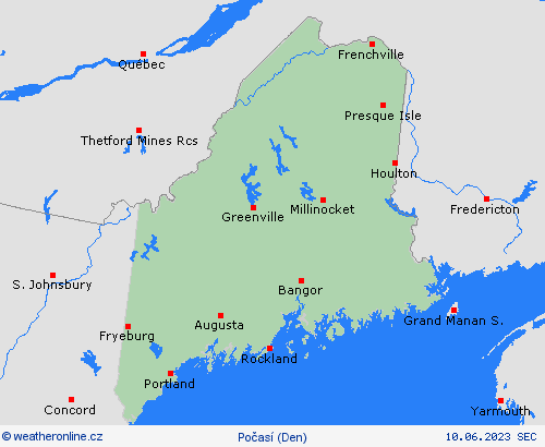 přehled Maine Severní Amerika Předpovědní mapy