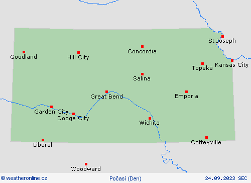 přehled Kansas Severní Amerika Předpovědní mapy