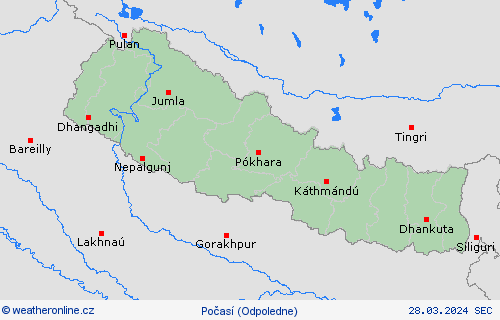 přehled Nepál Asie Předpovědní mapy