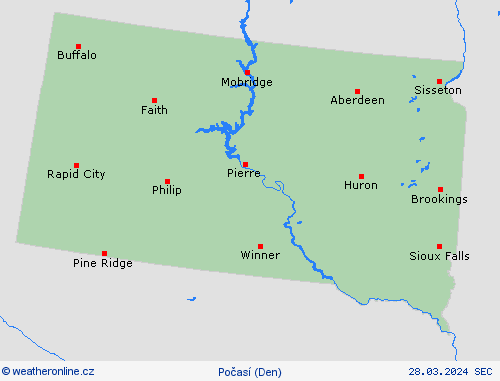přehled Jižní Dakota Severní Amerika Předpovědní mapy