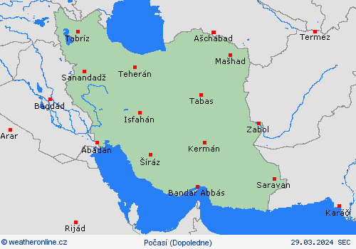 přehled Írán Asie Předpovědní mapy