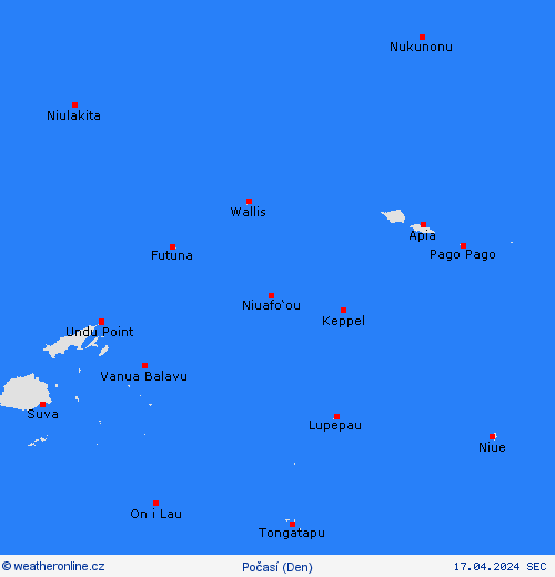 přehled Wallis a Futuna Oceánie Předpovědní mapy