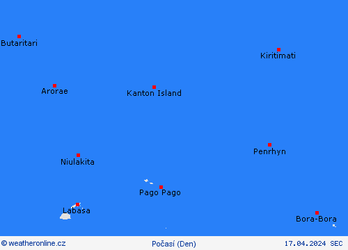 přehled Kiribati Oceánie Předpovědní mapy
