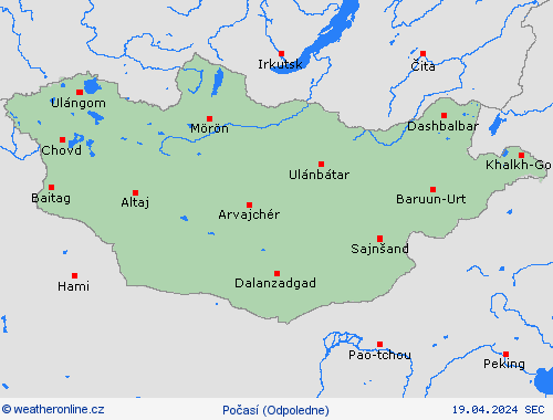 přehled Mongolsko Asie Předpovědní mapy