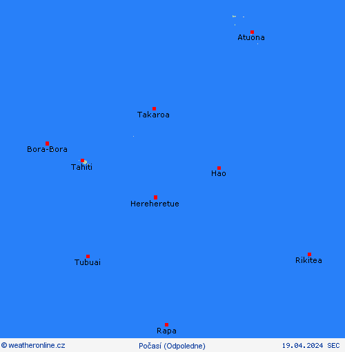 přehled Francouzská Polynésie Oceánie Předpovědní mapy