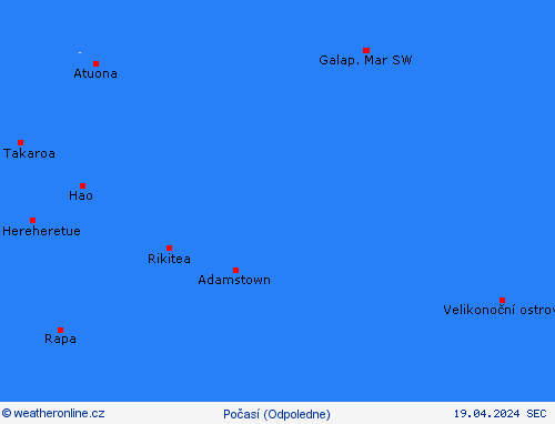 přehled Pitcairnovy ostrovy Oceánie Předpovědní mapy