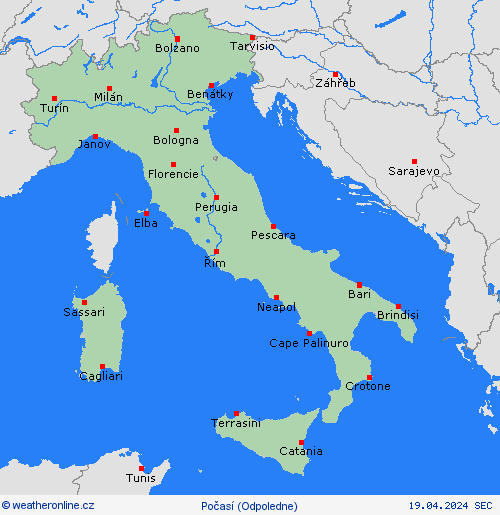 přehled Itálie Evropa Předpovědní mapy