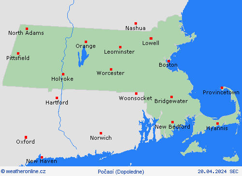 přehled Massachusetts Severní Amerika Předpovědní mapy