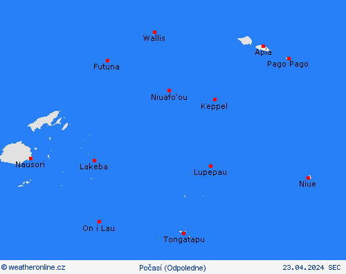 přehled Americká Samoa Oceánie Předpovědní mapy