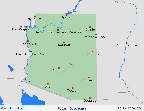 přehled Arizona Severní Amerika Předpovědní mapy