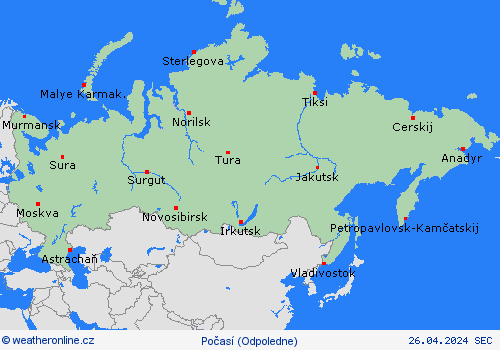 přehled Rusko Asie Předpovědní mapy