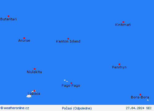 přehled Kiribati Oceánie Předpovědní mapy