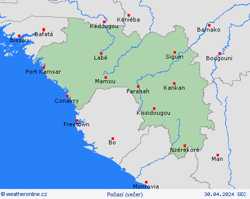 přehled Guinea Afrika Předpovědní mapy