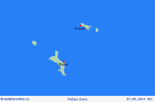 přehled Seychely Afrika Předpovědní mapy