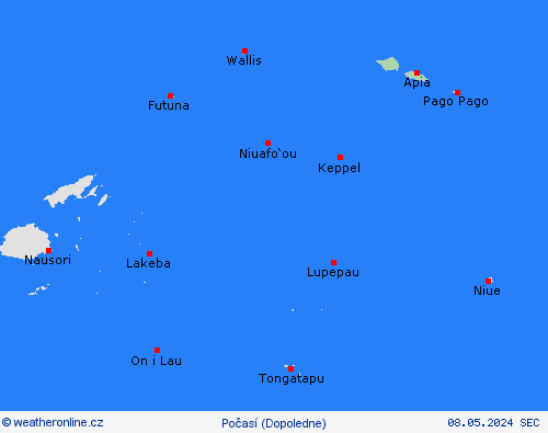 přehled Samoa Oceánie Předpovědní mapy