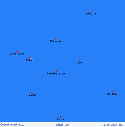 přehled Francouzská Polynésie Oceánie Předpovědní mapy