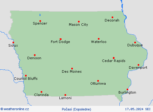 přehled Iowa Severní Amerika Předpovědní mapy