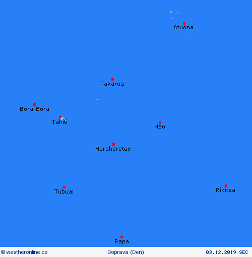 počasí a doprava Francouzská Polynésie Oceánie Předpovědní mapy