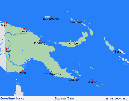 počasí a doprava Papua-Nová Guinea Oceánie Předpovědní mapy