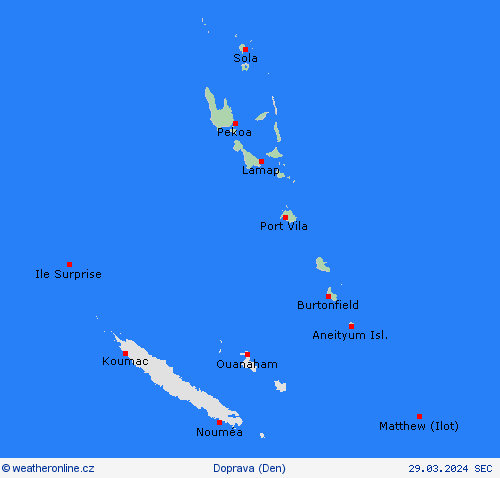 počasí a doprava Vanuatu Oceánie Předpovědní mapy