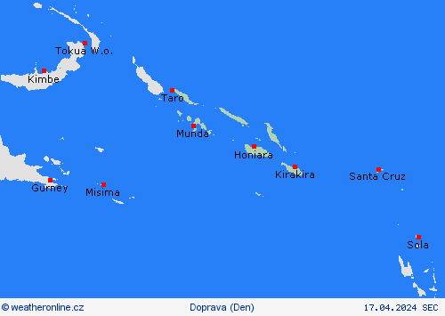 počasí a doprava Šalamounovy ostrovy Oceánie Předpovědní mapy