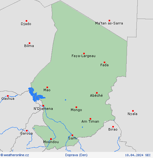 počasí a doprava Čad Afrika Předpovědní mapy