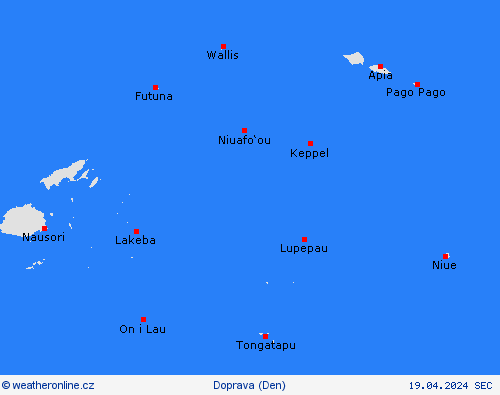 počasí a doprava Americká Samoa Oceánie Předpovědní mapy