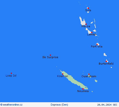 počasí a doprava Nová Kaledonie Oceánie Předpovědní mapy