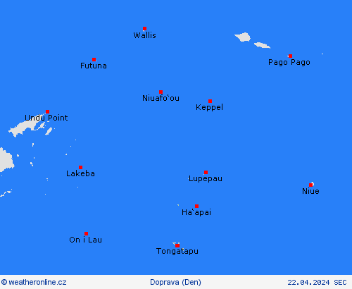 počasí a doprava Tonga Oceánie Předpovědní mapy
