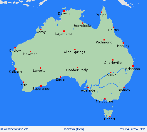počasí a doprava Austrálie Oceánie Předpovědní mapy