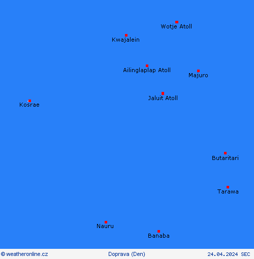 počasí a doprava Marshallovy ostrovy Oceánie Předpovědní mapy