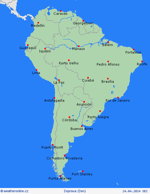 počasí a doprava  Jižní Amerika Předpovědní mapy