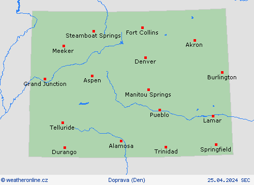 počasí a doprava Colorado Severní Amerika Předpovědní mapy
