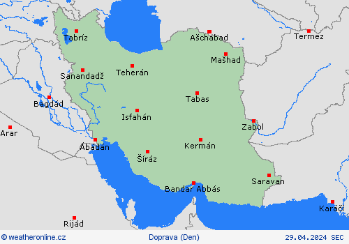 počasí a doprava Írán Asie Předpovědní mapy