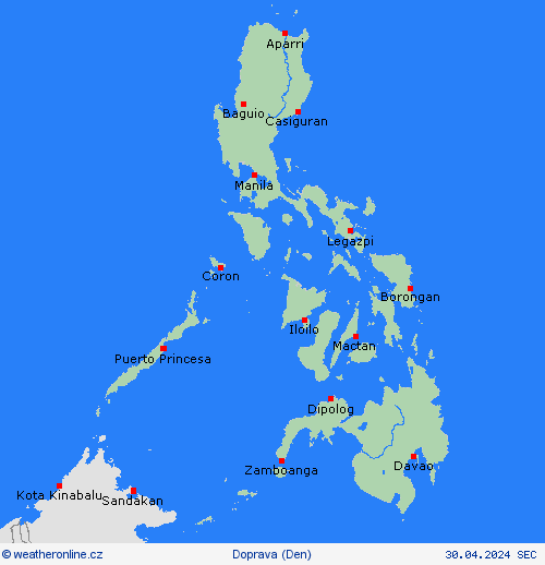 počasí a doprava Filipíny Asie Předpovědní mapy