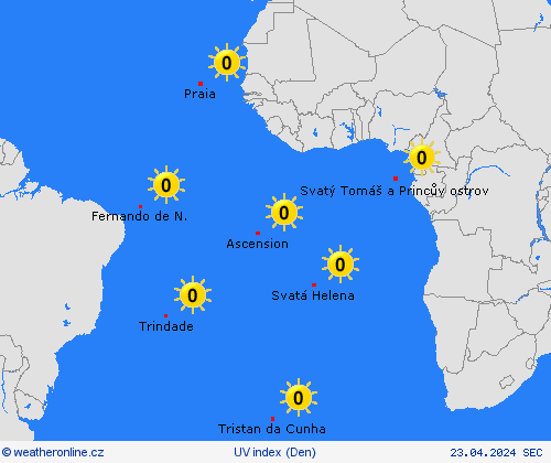 uv index  Afrika Předpovědní mapy