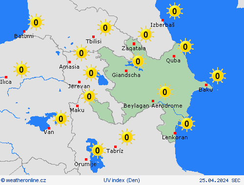 uv index Ázerbájdžán Asie Předpovědní mapy