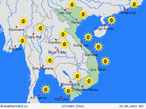 uv index Vietnam Asie Předpovědní mapy