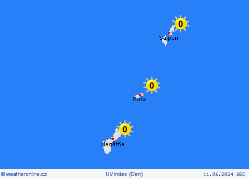 uv index Mariany Oceánie Předpovědní mapy