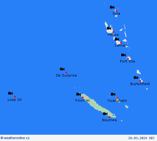 webová kamera Nová Kaledonie Oceánie Předpovědní mapy