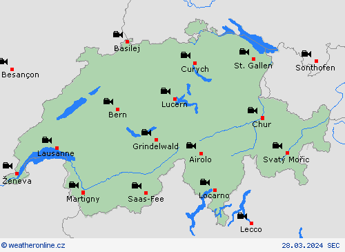 webová kamera Švýcarsko Evropa Předpovědní mapy