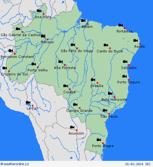 webová kamera Brazílie Jižní Amerika Předpovědní mapy