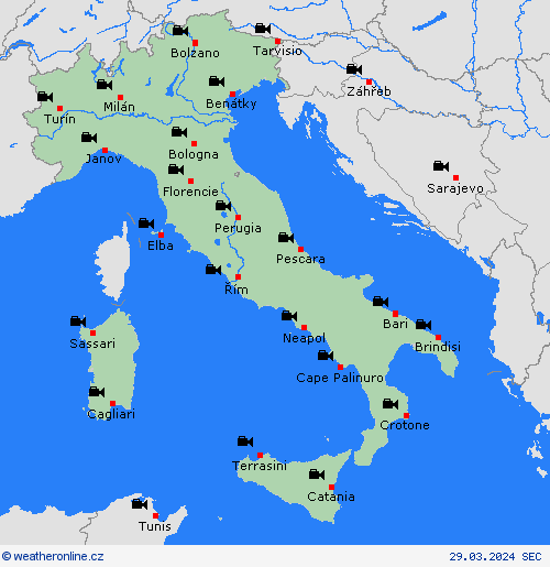 webová kamera Itálie Evropa Předpovědní mapy