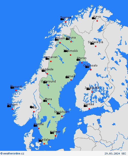 webová kamera Švédsko Evropa Předpovědní mapy