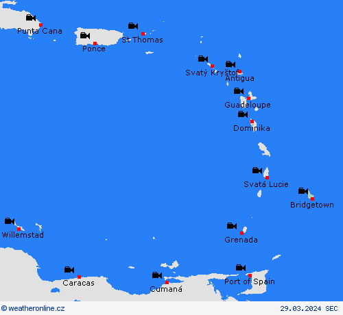 webová kamera Barbados Jižní Amerika Předpovědní mapy