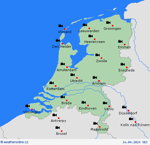 webová kamera Nizozemsko Evropa Předpovědní mapy
