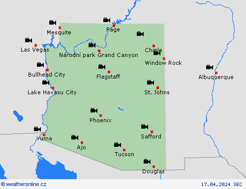 webová kamera Arizona Severní Amerika Předpovědní mapy