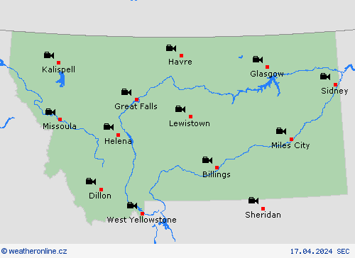 webová kamera Montana Severní Amerika Předpovědní mapy