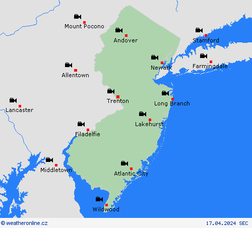 webová kamera New Jersey Severní Amerika Předpovědní mapy